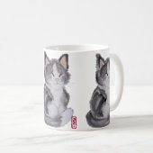 Tuxedo Cat Schwarz-weiß Kitten Wasserfarbe Elegant Kaffeetasse (VorderseiteRechts)