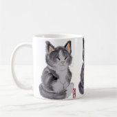 Tuxedo Cat Schwarz-weiß Kitten Wasserfarbe Elegant Kaffeetasse (Links)