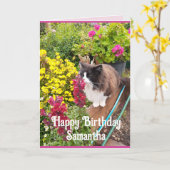 Tuxedo Cat Sniffing Blume Hungerfestkarte Karte (Gelbe Blume)