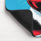 Tuxedo Cat Staring Through a Wine Glass Mousepad (Ecke)