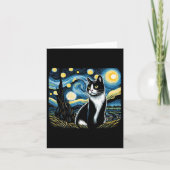 Tuxedo Cat Starry Night Painting Tuxedo Cat Eigent Karte (Vorderseite)