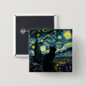 Tuxedo Cat Starry Night Tuxedo Cat Owner Button (Vorne & Hinten)
