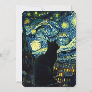 Tuxedo Cat Starry Night Tuxedo Cat Owner Einladung