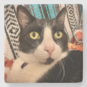 Tuxedo Cat Stone Untersetzer (Vorderseite)