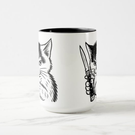 Tuxedo Cat Switchblade Attitude Mug by Phil Elmore Tasse (Zentrum)