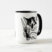 Tuxedo Cat Switchblade Attitude Mug by Phil Elmore Tasse (VorderseiteRechts)