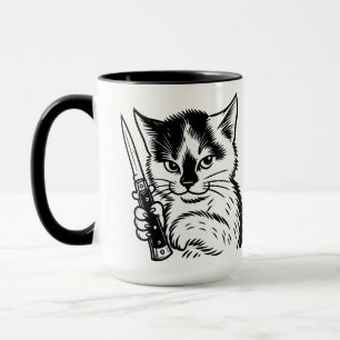 Tuxedo Cat Switchblade Attitude Tasse von Phil Elm