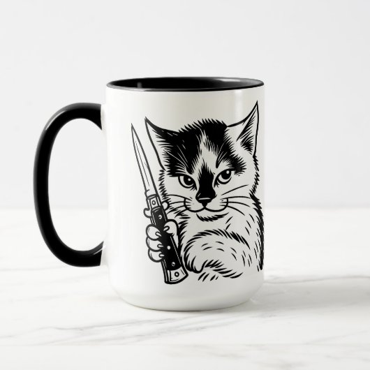 Tuxedo Cat Switchblade Attitude Tasse von Phil Elm (Links)