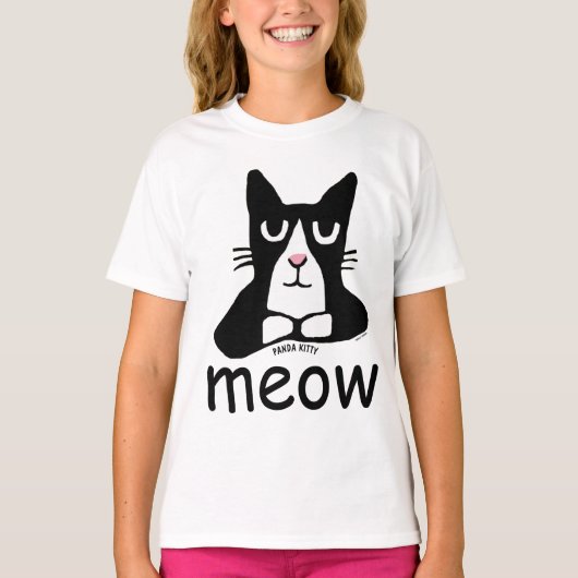 TUXEDO CAT T - Shirt, Panda Kitty KIDS MEOW T-Shirt (Vorderseite)