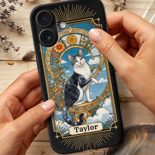 Tuxedo Cat Tarot Card Personalisiert iPhone 16 Fal Case-Mate iPhone Hülle