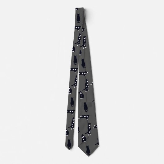 Tuxedo Cat Tie – Cute Black & White Cat Pattern on Krawatte (Rückseite)