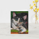 TUXEDO CAT Tricycle Mouse Note Card Karte (Gelbe Blume)