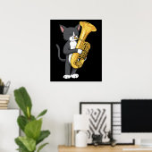 Tuxedo Cat Tuba gibt Frauen Männer Marching Band T Poster (Heimbüro)