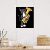 Tuxedo Cat Tuba gibt Frauen Männer Marching Band T Poster (Küche)