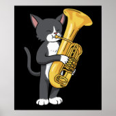 Tuxedo Cat Tuba gibt Frauen Männer Marching Band T Poster (Vorne)