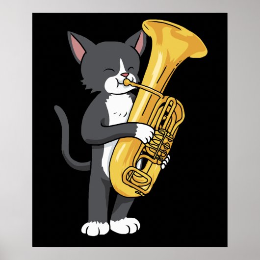 Tuxedo Cat Tuba gibt Frauen Männer Marching Band T Poster (Vorne)