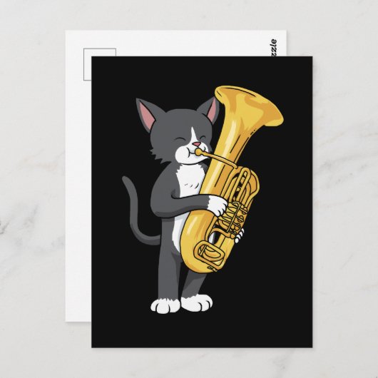 Tuxedo Cat Tuba gibt Frauen Männer Marching Band T Postkarte (Vorne/Hinten)