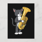 Tuxedo Cat Tuba gibt Frauen Männer Marching Band T Postkarte (Vorderseite)