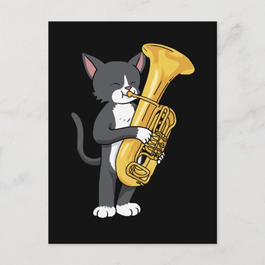 Tuxedo Cat Tuba gibt Frauen Männer Marching Band T Postkarte (Vorderseite)
