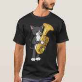 Tuxedo Cat Tuba gibt Frauen Männer Marching Band T T-Shirt (Vorderseite)