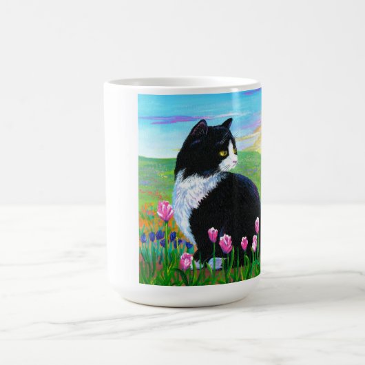 Tuxedo Cat Tulips Creationarts Kaffeetasse (Mittel)