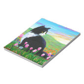 Tuxedo Cat Tulips Creationarts Notizblock (Rotiert)