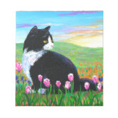 Tuxedo Cat Tulips Creationarts Notizblock (Vorderseite)