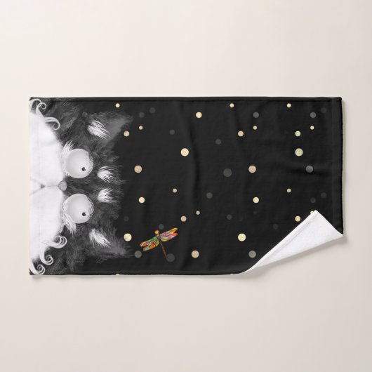 Tuxedo Cat überrascht von Dragonfly Badhandtuch Set (Handtuch)