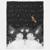 Tuxedo Cat überrascht von Dragonfly Fleecedecke (Vorderseite)