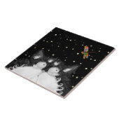 Tuxedo Cat überrascht von Dragonfly Fliese (Seite)