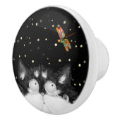 Tuxedo Cat überrascht von Dragonfly Keramikknauf (Rechts)