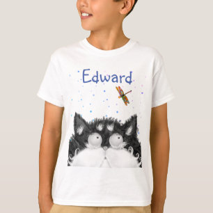 Tuxedo Cat überrascht von Dragonfly T-Shirt