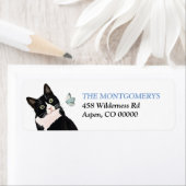 Tuxedo Cat und Blue Butterfly Rücksendeadresse (Insitu)