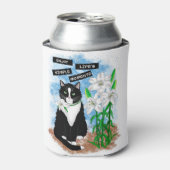 Tuxedo Cat und Lilies | Inspiration Zitat Dosenkühler (Kanne Vorderseite)