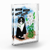 Tuxedo Cat und Lilies | Inspiration Zitat Fotoblock (Links)