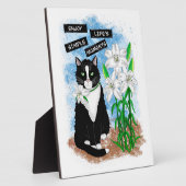 Tuxedo Cat und Lilies | Inspiration Zitat Fotoplatte (Seite)