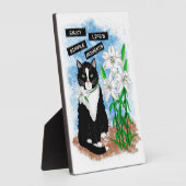 Tuxedo Cat und Lilies | Inspiration Zitat Fotoplatte (Seite)