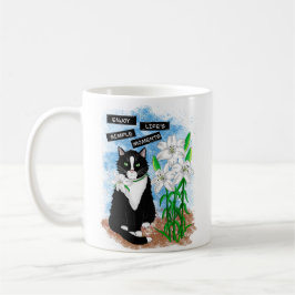 Tuxedo Cat und Lilies | Inspiration Zitat Kaffeetasse
