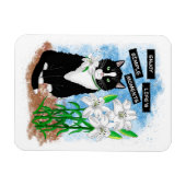 Tuxedo Cat und Lilies | Inspiration Zitat Magnet (Horizontal)