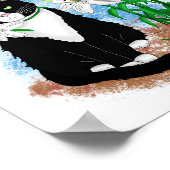 Tuxedo Cat und Lilies | Inspiration Zitat Poster (Ecke)