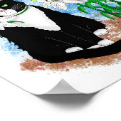 Tuxedo Cat und Lilies | Inspiration Zitat Poster (Ecke)