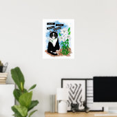 Tuxedo Cat und Lilies | Inspiration Zitat Poster (Heimbüro)
