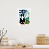 Tuxedo Cat und Lilies | Inspiration Zitat Poster (Küche)