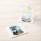 Tuxedo Cat und Lilies | Inspiration Zitat Rechteckiger Pappuntersetzer (Vor Ort)