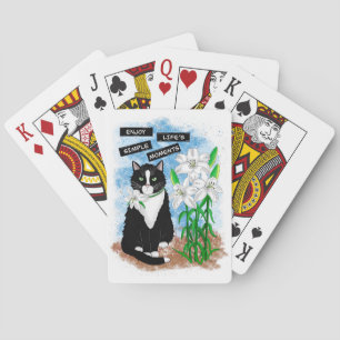 Tuxedo Cat und Lilies Inspiration Zitat Spielkarten