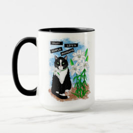 Tuxedo Cat und Lilies | Inspiration Zitat Tasse