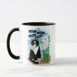 Tuxedo Cat und Lilies | Inspiration Zitat Tasse