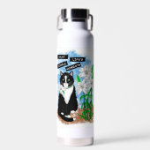 Tuxedo Cat und Lilies | Inspiration Zitat Trinkflasche (Vorne)