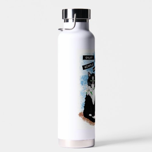 Tuxedo Cat und Lilies | Inspiration Zitat Trinkflasche (Rechts)
