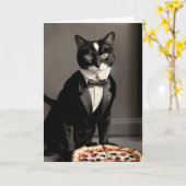 Tuxedo Cat und Pizza Karte (Gelbe Blume)